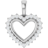 Platinum Round Natural Diamond Accented Heart Necklace or Pendant – 1/3 CTW