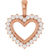 14K Gold Round Natural Diamond Accented Heart Necklace or Pendant – 1/3 CTW - Rose Gold