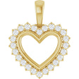 14K Gold Round Natural Diamond Accented Heart Necklace or Pendant – 1/3 CTW - Yellow Gold