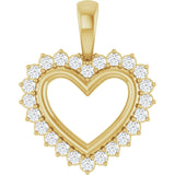 14K Gold Round Natural Diamond Accented Heart Necklace or Pendant – 1/3 CTW - Yellow Gold