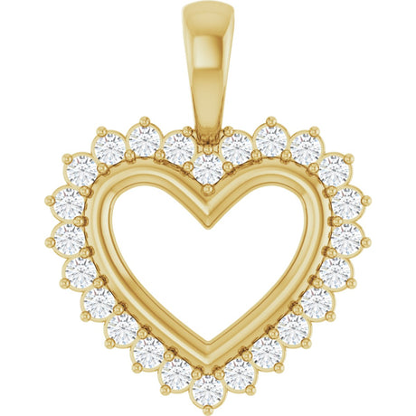 14K Gold Round Natural Diamond Accented Heart Necklace or Pendant – 1/3 CTW - Yellow Gold