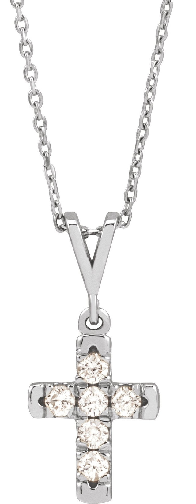14K Gold Round Natural Diamond French-Set Cross Necklace or Pendant – up to 1/2 CTW - White Gold