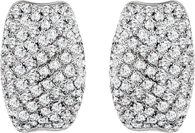 14K Gold Round Natural Diamond Pavé-Style U-Hoop Earrings - view 2