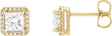 14K Gold Lab-Grown Moissanite Square 4-Prong Halo-Style Earring