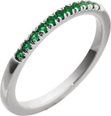 10K Gold Round Lab-Grown Emerald Birthstone Stackable Ring - White Gold