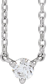 Platinum Round Natural Diamond Solitaire Necklace – 2-4mm Stones