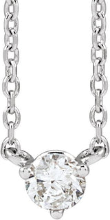 Platinum Round Natural Diamond Solitaire Necklace – 2-4mm Stones