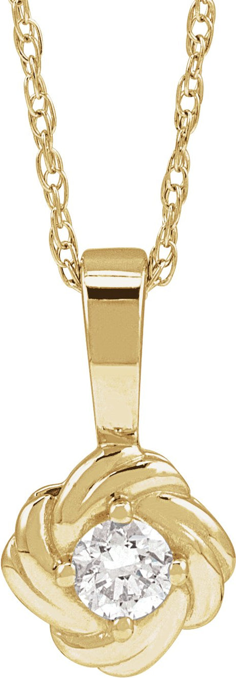 14K Gold Round Natural Diamond Knot Necklace or Pendant - Yellow Gold