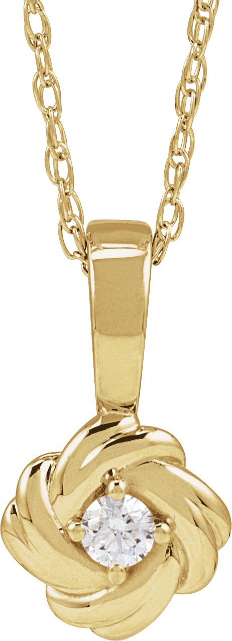 14K Gold Round Natural Diamond Knot Necklace or Pendant - Yellow Gold