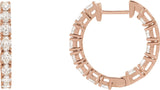 14K Gold Oval Lab-Grown Diamond Inside-Outside Hoop Earrings - Rose Gold