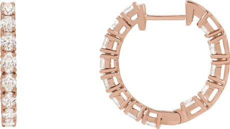 14K Gold Oval Lab-Grown Diamond Inside-Outside Hoop Earrings - Rose Gold