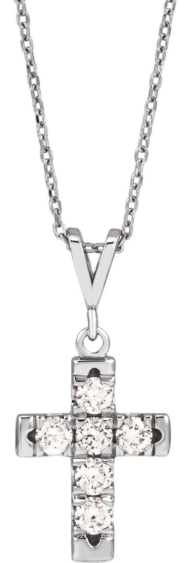 Platinum Round Natural Diamond French-Set Cross Necklace or Pendant – up to 1/2 CTW