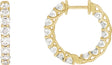 14K Gold Round Natural Diamond Inside-Outside Hoop Earrings – 2.8mm Stones - Yellow Gold