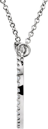 14K Gold Round Natural Diamond Petite Circle Necklace – 13x13mm - White Gold - view 2