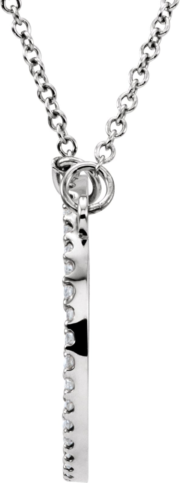 14K Gold Round Natural Diamond Petite Circle Necklace – 13x13mm - White Gold - view 2