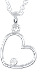 14K Gold Heart Necklace or Pendant - White Gold