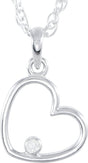 14K Gold Heart Necklace or Pendant - White Gold