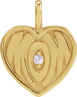 14K Gold Round Natural Diamond Engravable Accented Mom Pendant - Yellow Gold