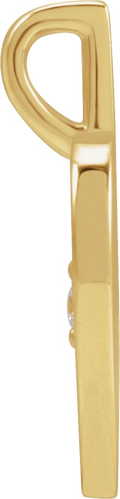 14K Gold Round Natural Diamond Engravable Accented Mom Pendant - Yellow Gold - view 2