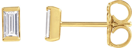 14K Gold Natural Diamond Straight Baguette Channel-Set Stud Earrings - Yellow Gold