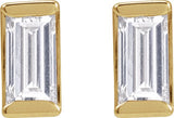 14K Gold Natural Diamond Straight Baguette Channel-Set Stud Earrings - Yellow Gold - view 2