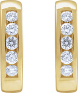 14K Gold Round Natural Diamond Hinged Hoop Earrings – 2-2.5mm Stones - Yellow Gold - view 2