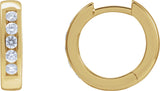 14K Gold Round Natural Diamond Hinged Hoop Earrings – 2-2.5mm Stones - Yellow Gold