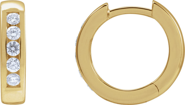 14K Gold Round Natural Diamond Hinged Hoop Earrings – 2-2.5mm Stones - Yellow Gold