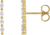 14K Gold Marquise Natural Diamond Accented Bar Earrings - Yellow Gold