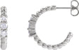 Platinum Round Natural Diamond Accented Beaded Hoop Earrings II