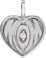 Platinum Round Natural Diamond Engravable Accented Mom Pendant