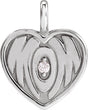 Platinum Round Natural Diamond Engravable Accented Mom Pendant