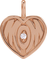 14K Gold Round Natural Diamond Engravable Accented Mom Pendant - Rose Gold