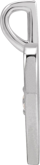 14K Gold Round Natural Diamond Engravable Accented Mom Pendant - White Gold - view 2