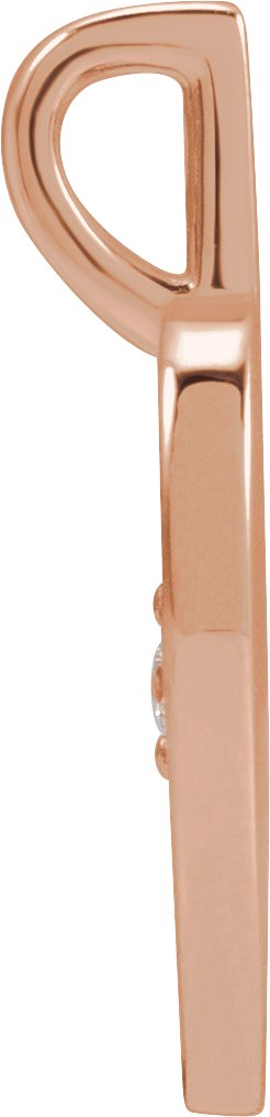 14K Gold Round Natural Diamond Engravable Accented Mom Pendant - Rose Gold - view 2