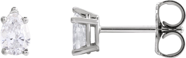 14K Gold Natural Diamond Pear 5-Prong Stud Earrings - White Gold