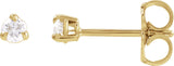 14K Gold Natural Diamond Round 3-Prong Pre-Notched Claw Earring - Yellow Gold