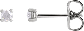 Platinum Natural Diamond Round 4-Prong Rose-Cut Stud Earrings