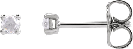 Platinum Natural Diamond Round 4-Prong Rose-Cut Stud Earrings
