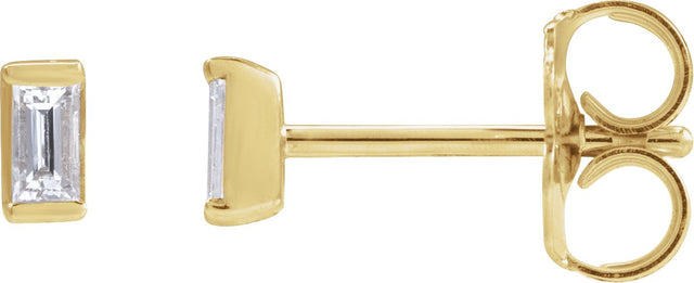 14K Gold Natural Diamond Straight Baguette Channel-Set Stud Earrings - Yellow Gold