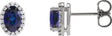 Platinum Lab-Grown Blue Sapphire Oval 4-Prong Halo-Style Low Stud Earring