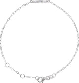 14K Gold Straight Baguette Natural Diamond Accented Bar Link Bracelet - White Gold