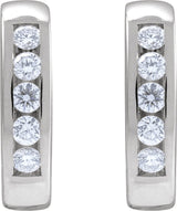Platinum Round Natural Diamond Hinged Hoop Earrings - view 2
