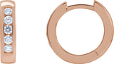 14K Gold Round Natural Diamond Hinged Hoop Earrings – 2-2.5mm Stones - Rose Gold