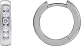 Platinum Round Natural Diamond Hinged Hoop Earrings