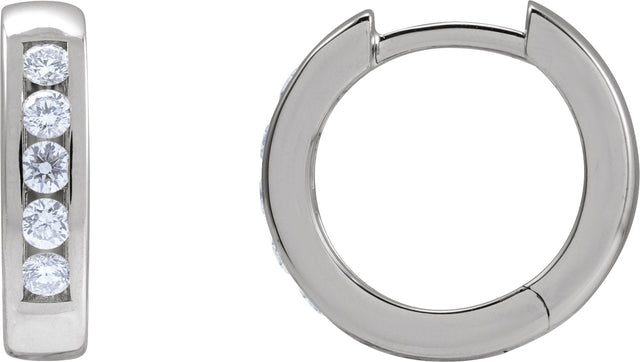 14K Gold Round Natural Diamond Hinged Hoop Earrings – 2-2.5mm Stones - White Gold