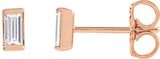 14K Gold Natural Diamond Straight Baguette Channel-Set Stud Earrings - Rose Gold