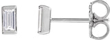 Platinum Natural Diamond Straight Baguette Channel-Set Stud Earrings