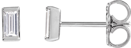 Platinum Natural Diamond Straight Baguette Channel-Set Stud Earrings