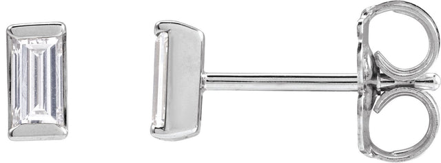 Platinum Natural Diamond Straight Baguette Channel-Set Stud Earrings